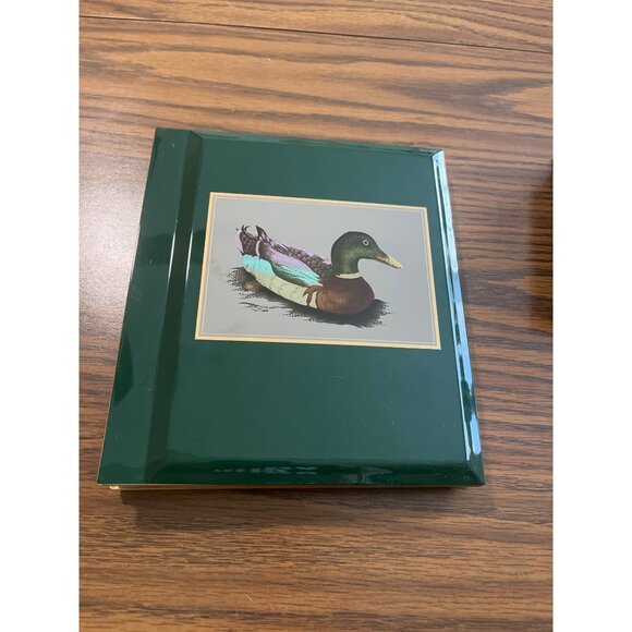 Otagiri Japan green lacquerware photo album and note holder desk set - Picture 2 of 10